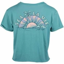Discount 🔔 Salt Life 👕 Shirts 👩 Women's Life Is Good Sea La Vie Cropped T-Graphic T-Shirt 🤩