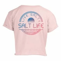 Outlet 🥰 Shirts 👩 Women's Salt Life Salterrific Cropped Graphic T-Shirt 😀
