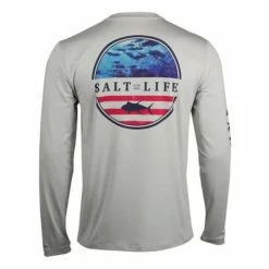 Cheap ๐ฅ Shirts Men's Salt Life Respect Performance Long Sleeve Pocket T-Shirt โ๏ธ